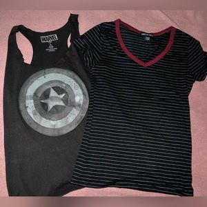 Marvel Tank top and Black and Red Tee -Large